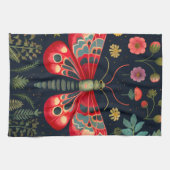 Rote Motte im Nachtgarten Geschirrtuch (Horizontal)