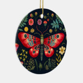 Rote Motte im Nachtgarten Keramik Ornament (Rechts)