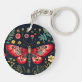 Rote Motte im Nachtgarten Schlüsselanhänger (Rückseite)