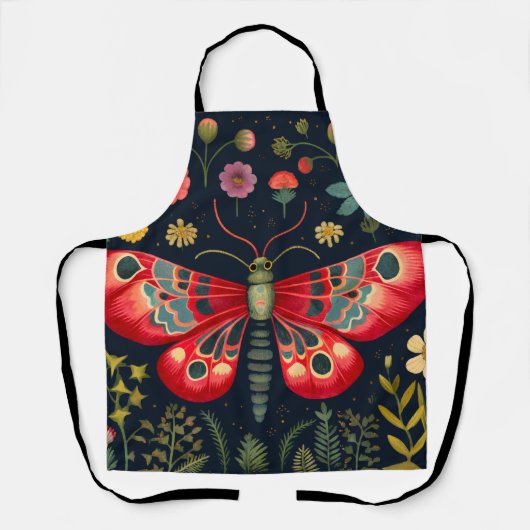 Rote Motte im Nachtgarten Schürze (Vorderseite)