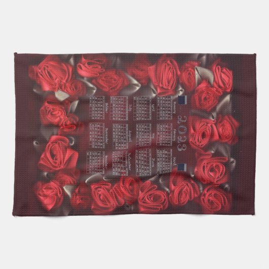 Rote Multifunktionsleisten-Rose-Grenze 2023-Kalend Geschirrtuch (Horizontal)
