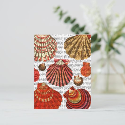 Rote Muscheln Postkarte (Stehend Vorderseite)