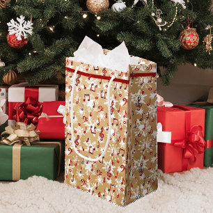 Rote Musik und Schnee auf Papiertüte aussehen Kleine Geschenktüte