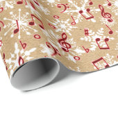 Rote Musik und Schnee auf Papiertüte sehen aus Geschenkpapier (Rolleneckpunkt)