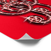 Rote Musiknote und Stiletto 65. Geburtstag Poster (Ecke)