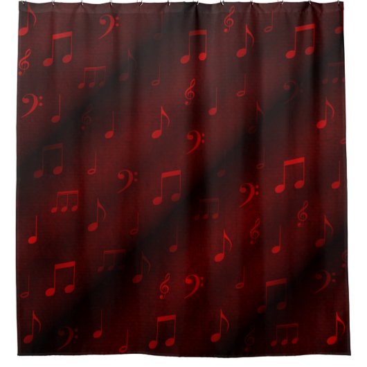rote Musiknoten Duschvorhang (Vorderseite)