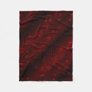 rote Musiknoten Fleecedecke