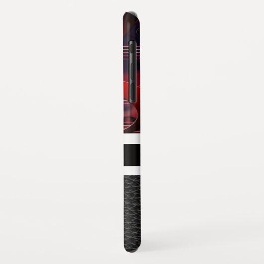 Rote Musiknoten mit Leder und Monogramm Case-Mate iPhone Hülle (Hinten/Links)