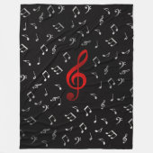 Rote Musiknoten und Silberschwarz Fleecedecke (Vorderseite)