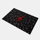 Rote Musiknoten und Silberschwarz Fußmatte (Schrägansicht)