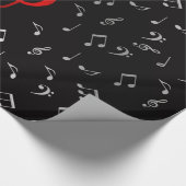 Rote Musiknoten und Silberschwarz Geschenkpapier (Ecke)