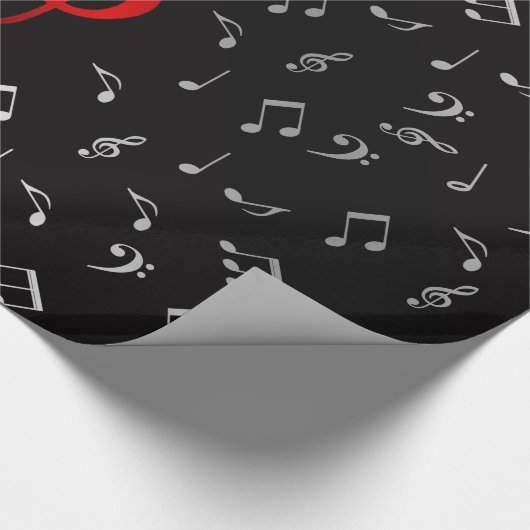 Rote Musiknoten und Silberschwarz Geschenkpapier (Ecke)