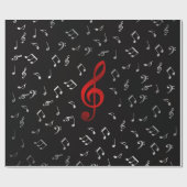 Rote Musiknoten und Silberschwarz Geschenkpapier (Flach)