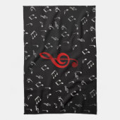 Rote Musiknoten und Silberschwarz Handtuch (Vertikal)