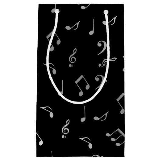 Rote Musiknoten und Silberschwarz Kleine Geschenktüte (Vorderseite)