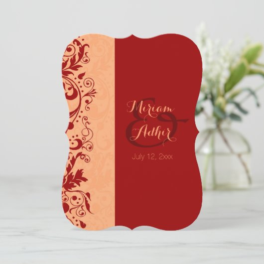 Rote muslimische Hochzeit oder Verlobung Einladung (Stehend Vorderseite)