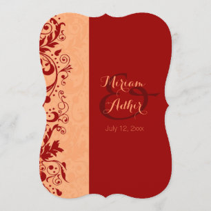 Rote muslimische Hochzeit oder Verlobung Einladung