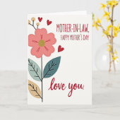 Rote Muttertags-Karte mit Schriftzug Karte (Gelbe Blume)