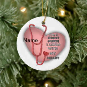 Rote Nacht Nurse Herzverzierung Keramik Ornament