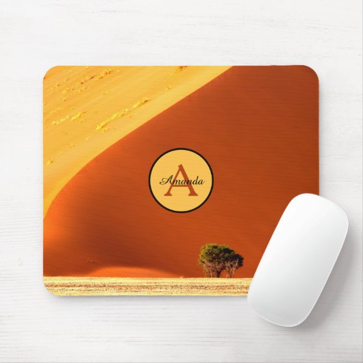 Rote Namibia Sanddünen Foto Monogramm Mousepad (Mit Mouse)