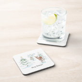 Rote Nase Deer im Snowy Wood Holiday Getränkeuntersetzer (Rechte Seite)