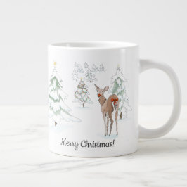 Rote Nase Deer im Snowy Wood Holiday Jumbo-Tasse