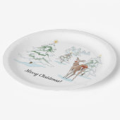Rote Nase Deer im Snowy Wood Holiday Pappteller (Schrägansicht)