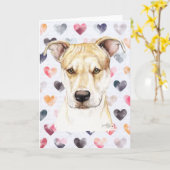 Rote Nasen-Pitbull DogArt Gruß-Karte Karte (Gelbe Blume)