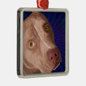 Rote Nasen-Pitbull mit einem blauen Hintergrund Ornament Aus Metall (Rechts)