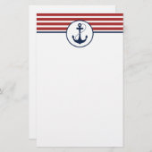 Rote nautische Streifen mit Anker Briefpapier (Vorne/Hinten)