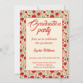 Rote Nelke Blume Abschluss Einladung