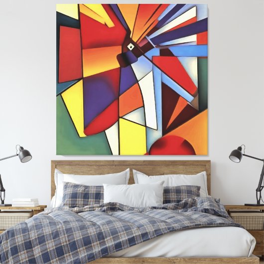 Rote Nelke in einer Vase geometrischer Abstrakter  Leinwanddruck (Insitu (Schlafzimmer))