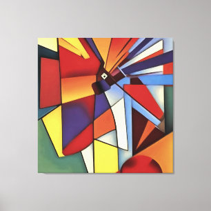 Rote Nelke in einer Vase geometrischer Abstrakter Leinwanddruck