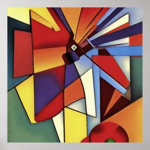 Rote Nelke in einer Vase geometrischer Abstrakter  Poster