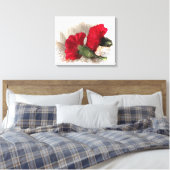 Rote Nelken auf Brocade Leinwanddruck (Insitu (Schlafzimmer))