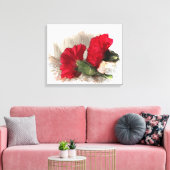 Rote Nelken auf Brocade Leinwanddruck (Insitu (Wohnzimmer))