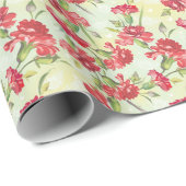 Rote Nelken auf Grün mit Schmetterlingen Geschenkpapier (Rolleneckpunkt)