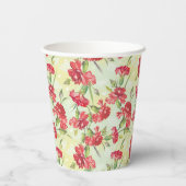 Rote Nelken auf Grün mit Schmetterlingen Pappbecher (Rückseite)