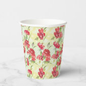 Rote Nelken auf Grün mit Schmetterlingen Pappbecher (Rechts)