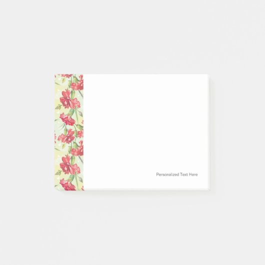 Rote Nelken auf Grün mit Schmetterlingen Post-it Klebezettel (Vorderseite)