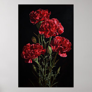 Rote Nelken Blume Art Print Poster