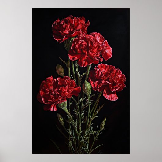 Rote Nelken Blume Art Print Poster (Vorne)