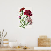 Rote Nelken Blume Art Print Poster (Küche)