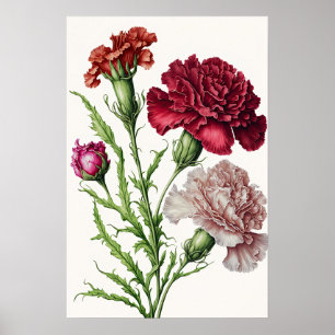 Rote Nelken Blume Art Print Poster