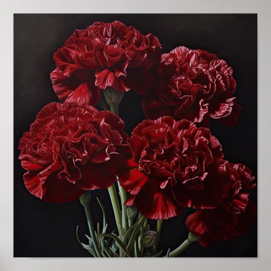 Rote Nelken Blume Art Print Poster (Vorne)