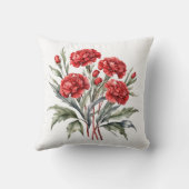 Rote Nelken Blume Kissen (Rückseite)