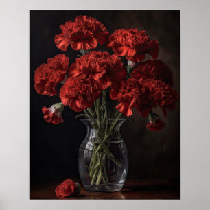 Rote Nelken Blumen Kunstposter Druck Poster