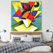 Rote Nelken in einer Vase geometrischer Abstrakter Leinwanddruck (Insitu (Schlafzimmer))