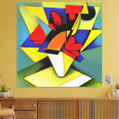 Rote Nelken in einer Vase geometrischer Abstrakter Leinwanddruck (Insitu (Wohnzimmer))