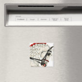 Rote Nelken - Weißes Hornmagnet Magnet (In Situ (Geschirrspüler))